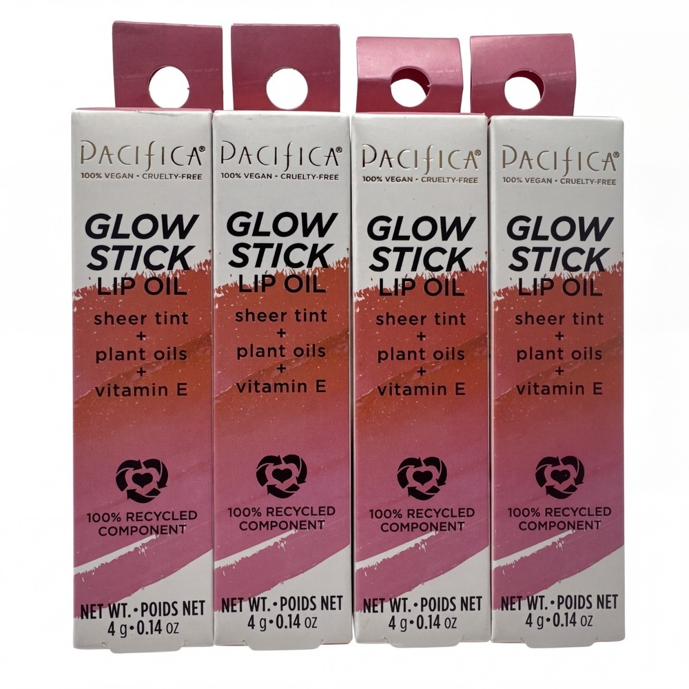 4 Glow Stick Lip Oil by Pacifica Rosy Glow Sheer Tint Plant Oils Vitamin E